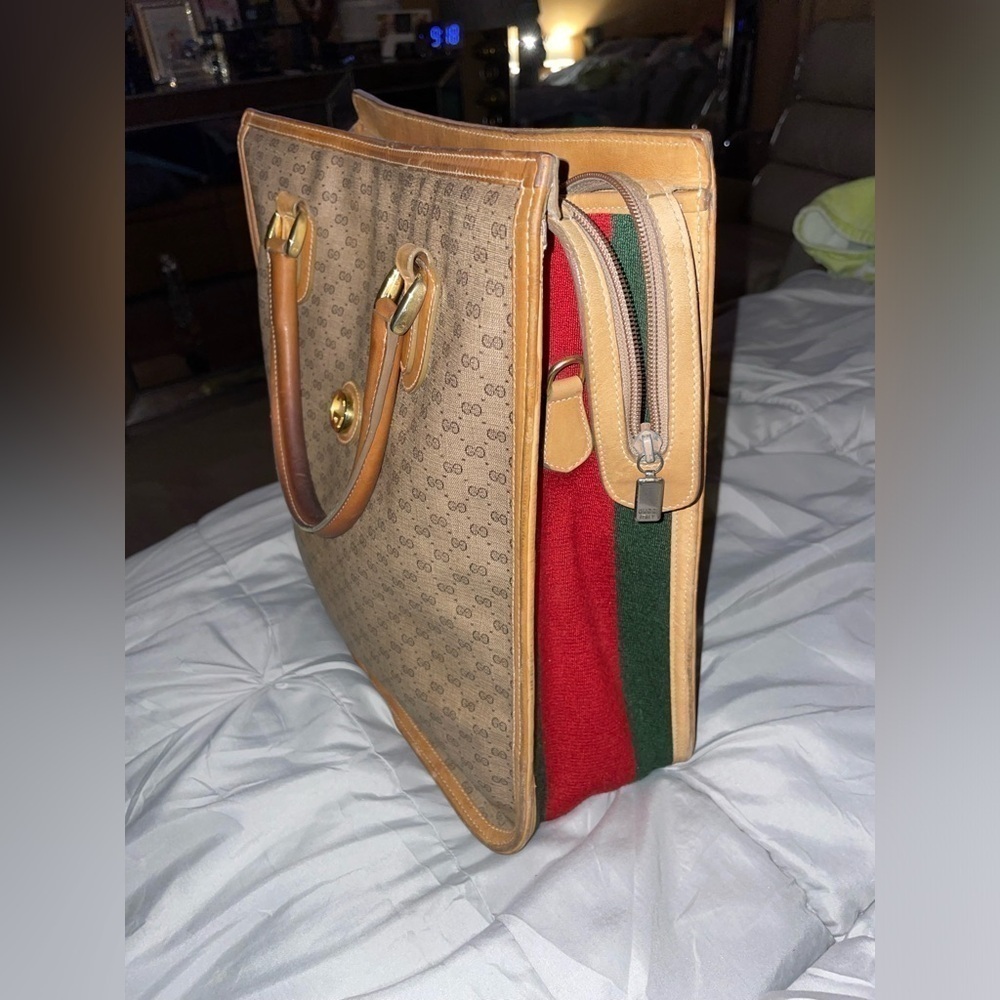 GUCCI Micro GG Supreme Web Sherry Line Hand Bag PVC Leather Beige​​​​​​​​​​​​ - Picture 2 of 16